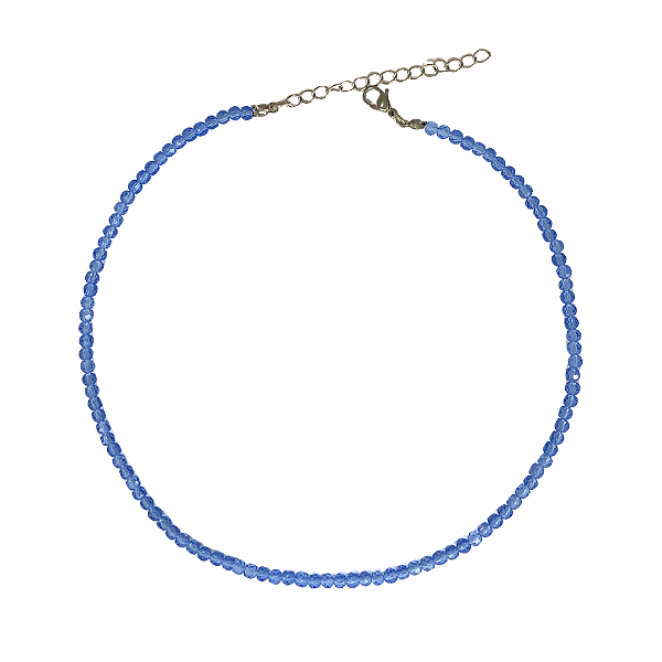 Gargantilha Cristais Azul Jeans Transparente - CL292