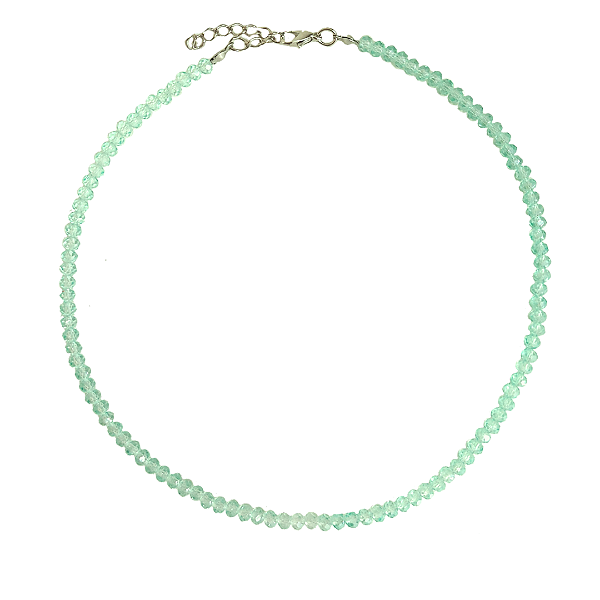 Gargantilha Cristais Verde Água Candy Transparente- CL325