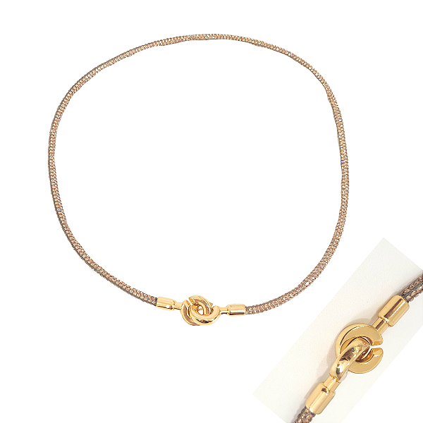 Gargantilha Tubo de Strass Dourado CL248