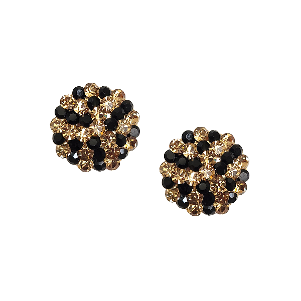 Brinco Redondo Pequeno Preto e Dourado