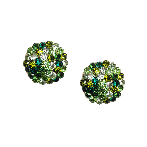 Brinco Redondo Strass Colorido Tons Verde- BF1022