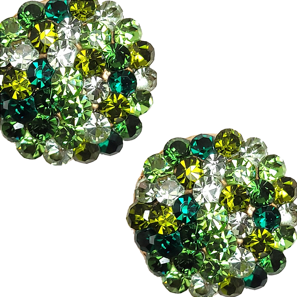 Brinco Redondo Strass Colorido Tons Verde- BF1022