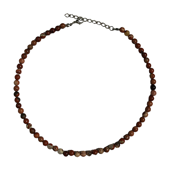 Colar Bolas Jaspe Rajada Terracota - Pedra Natural  - CL553