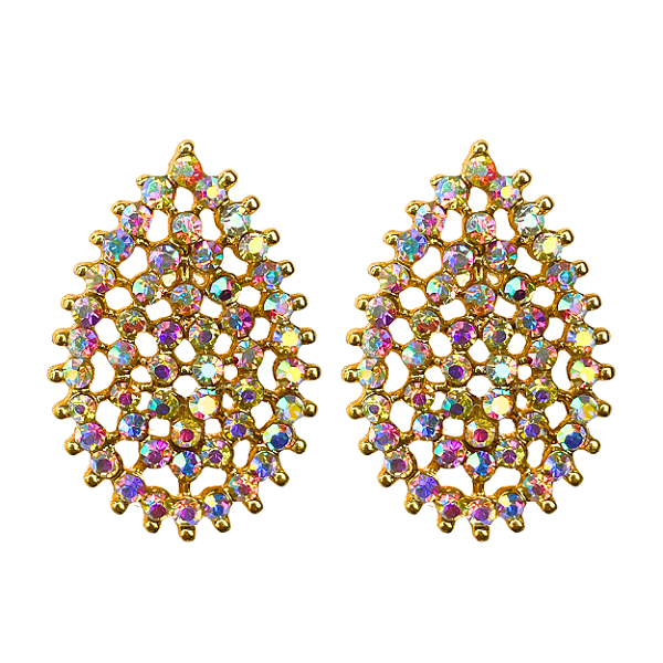 Brinco Médio Gota Strass Furta-Cor BM1133