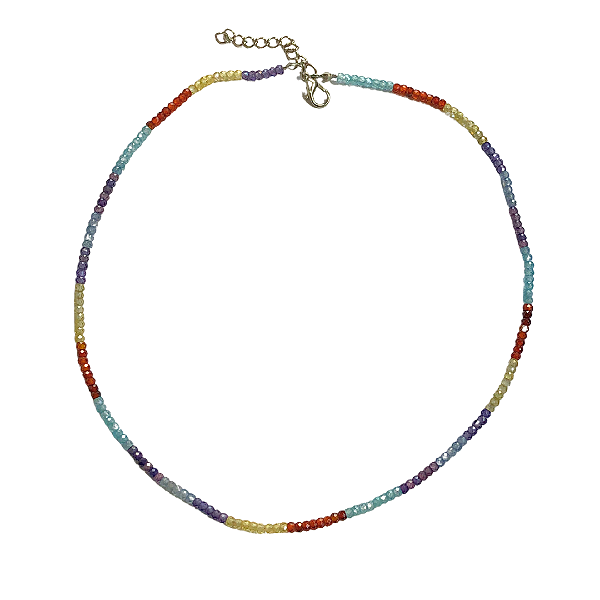 Choker de Zircônias Lavanda, Amarelo Candy, Cobre e Azul Candy CL591