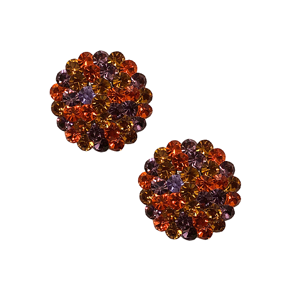 Brinco Redondo de Strass Laranja, Mostarda e Lilás BF1246