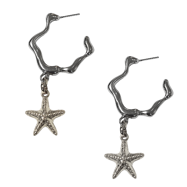 Argola Orgânica Prata com Estrela-do-mar BM2007