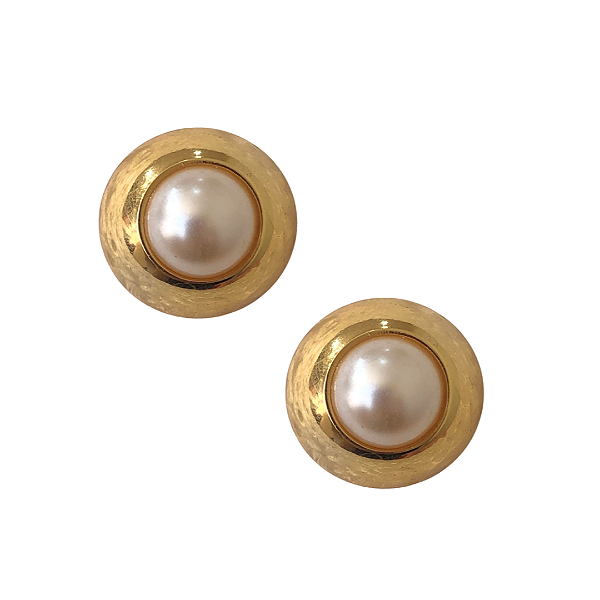 Brinco Redondo Semijoia Dourado com Pérola BF1252