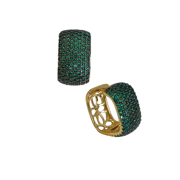 Argola Dourada com Zircônias Verde BG2026