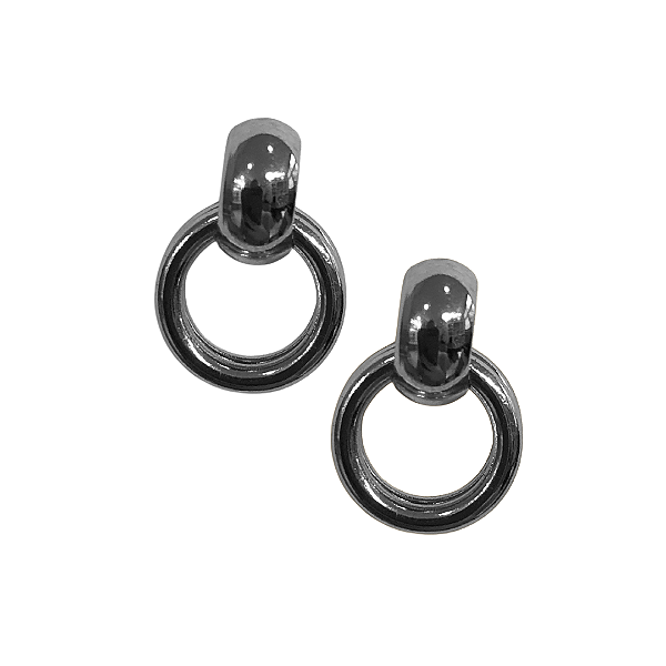 Brinco de Aço Argolinhas Prata Penduradas BF1264