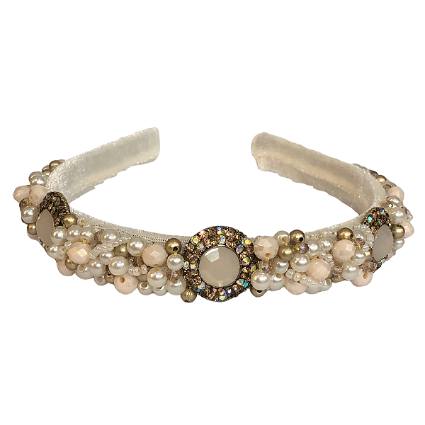 Tiara de Luxo Média Branca Boreal com Pérolas T443