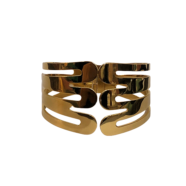 Bracelete de Aço Dourado Três Voltas 772P