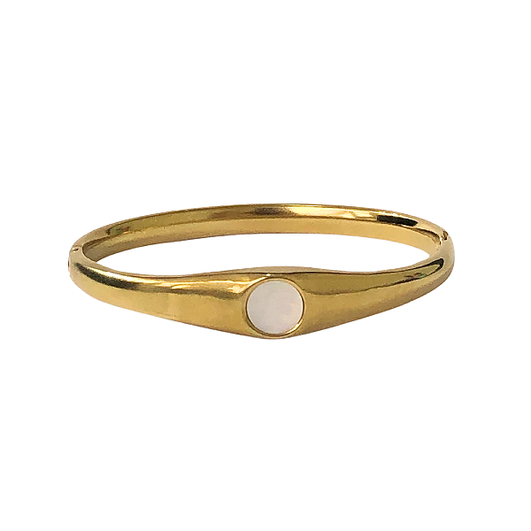 Bracelete de Aço Dourado com Madre Pérola 773P