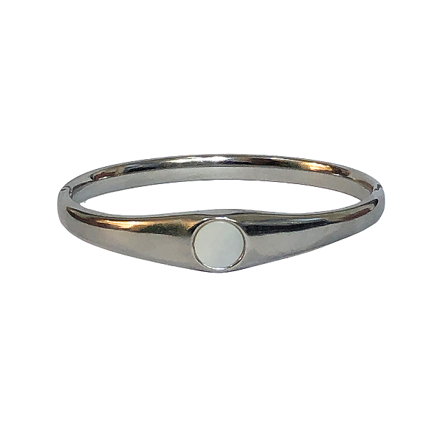 Bracelete de Aço Prata com Madre Pérola 774P
