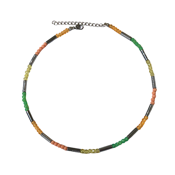 Choker de Cristais Candy com Hematita Prata CL755
