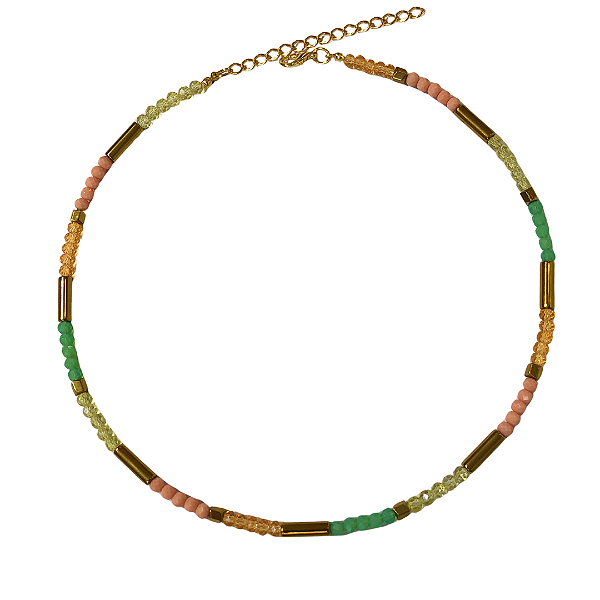 Choker de Cristais Candy com Hematita Dourada CL756