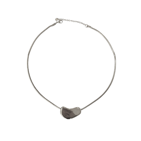 Choker de Aço Prata com Pingente Orgânico CL764
