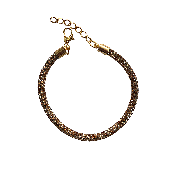 Pulseira de Tubo de Strass Dourado 790P