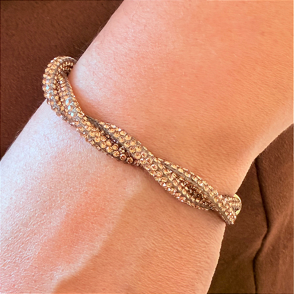 Pulseira de Tubo de Strass Entrelaçada Dourado 792P