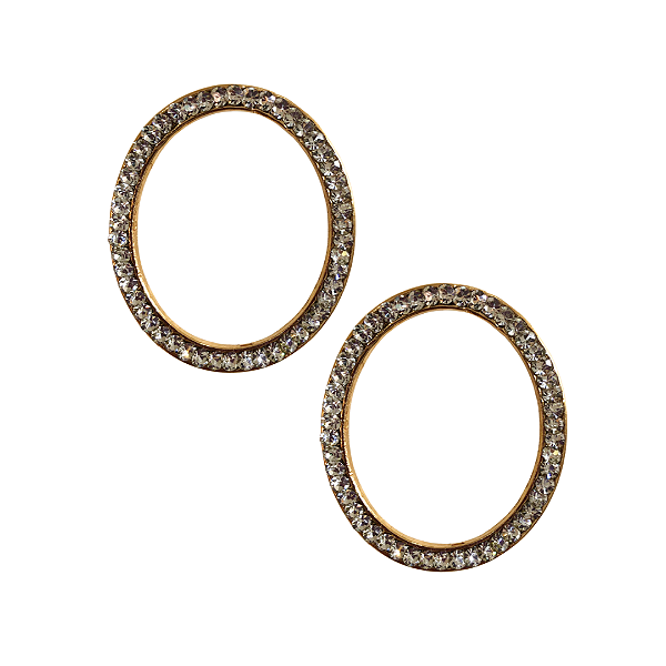 Brinco Oval com Strass Branco BG2046