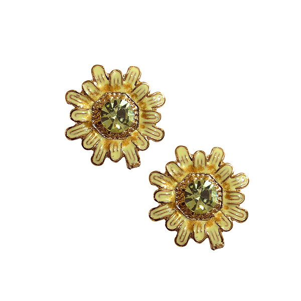 Brinco Flor Amarelo Manteiga Resinado BF1273