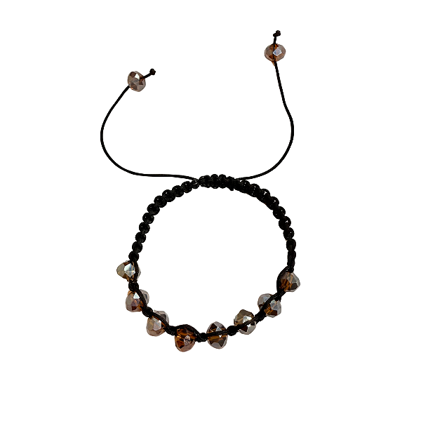 Pulseira de Cristais Marrom Brilhante com Preto 794P