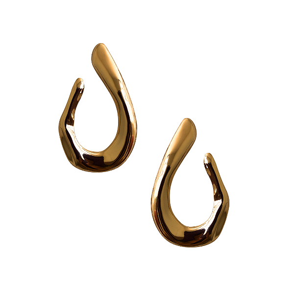 Brinco Grande Meia Gota Orgânica Dourada BG2049