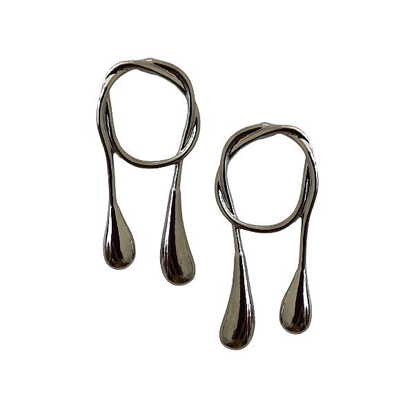 Brinco Médio Círculo Prata com Gotas BM2052