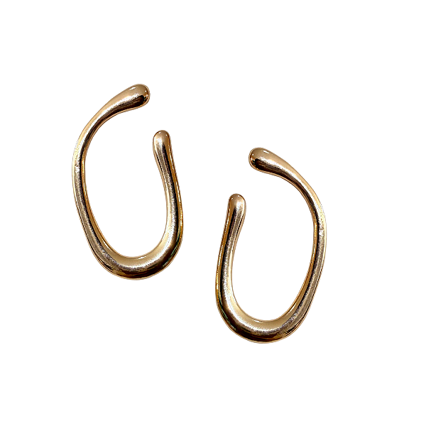 Brinco Médio Argola Dourada Oval Vazada BM2057