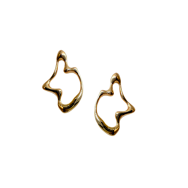 Brinco Médio Orgânico Vazado Dourado BM2061