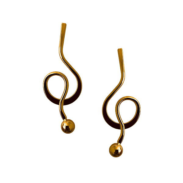 Brinco Grande Gota Dourada com Esfera BG2063