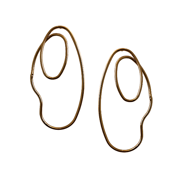 Brinco Grande Orgânico Dourado Oval Formas BG2071