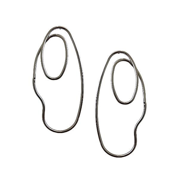 Brinco Grande Orgânico Prata Oval Formas BG2072