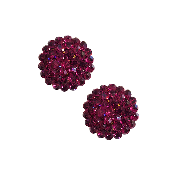 Brinco Pequeno Redondo de Strass Fúcsia BF1281