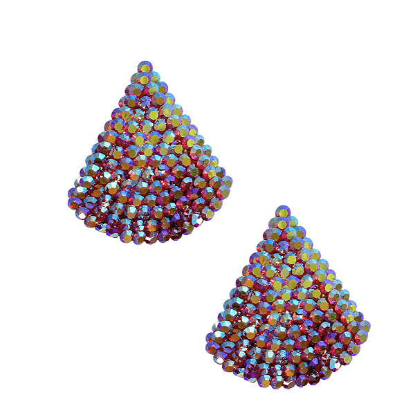 Brinco Grande Triângulo com Strass Rubi Furta-cor BG2079