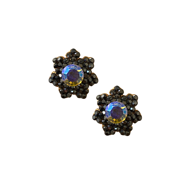 Brinco Flor Pequena Hematite e Furta-cor BF1288