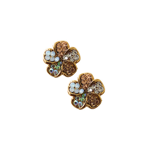 Brinco Flor Pequena de Strass Colorido Neutra BF1290