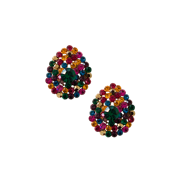 Brinco Gota Pequena de Strass Colorido BF1292