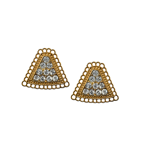 Brinco Médio Dourado Triangulo de Strass Branco