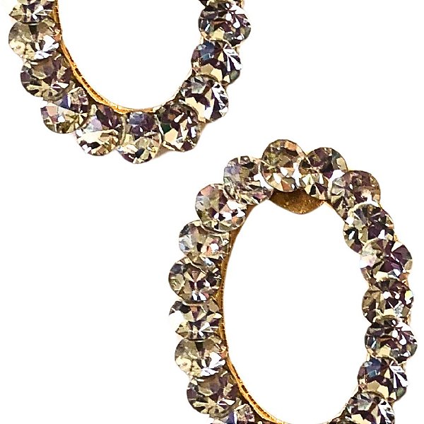 Brinco Pequeno Oval com Strass Branco