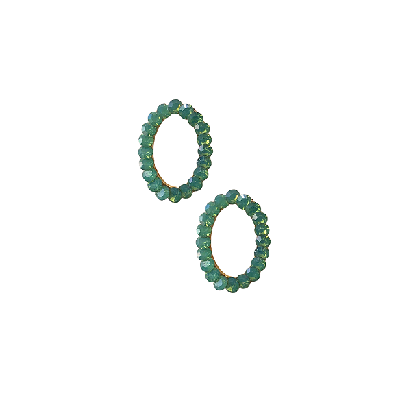 Brinco Pequeno Oval com Strass Verde Opal BF1297