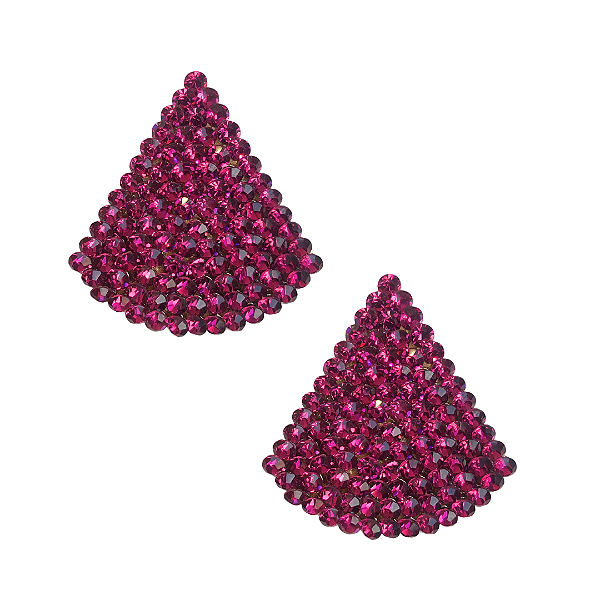 Brinco Grande Triângulo com Strass Fúcsia BG2087