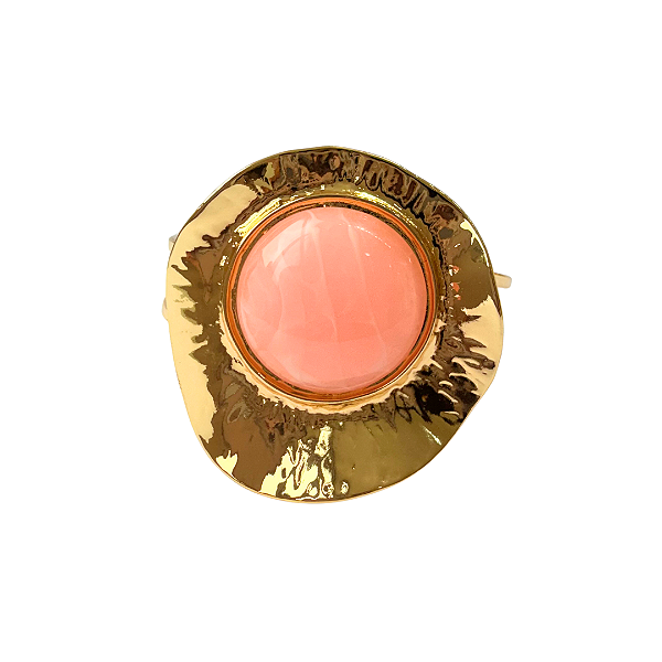 Bracelete Orgânico Dourado com Pedra Rosê 799P