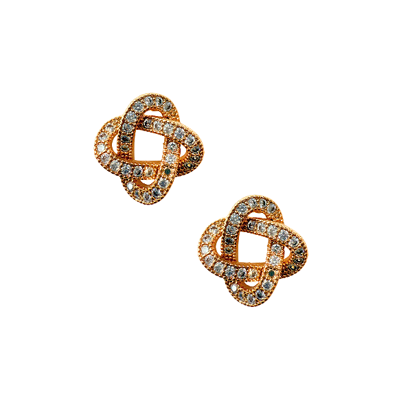 Brinco Pequeno Semijoia Dourado Van Cleef Entrelaçado BF1303