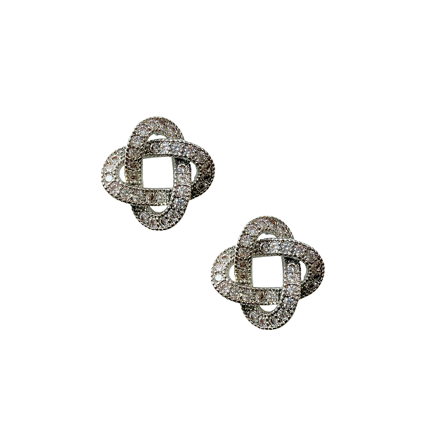 Brinco Pequeno Semijoia Prata Van Cleef Entrelaçado BF1304