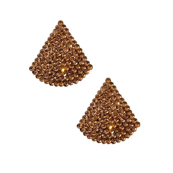 Brinco Grande Triângulo com Strass Dourado BG2114