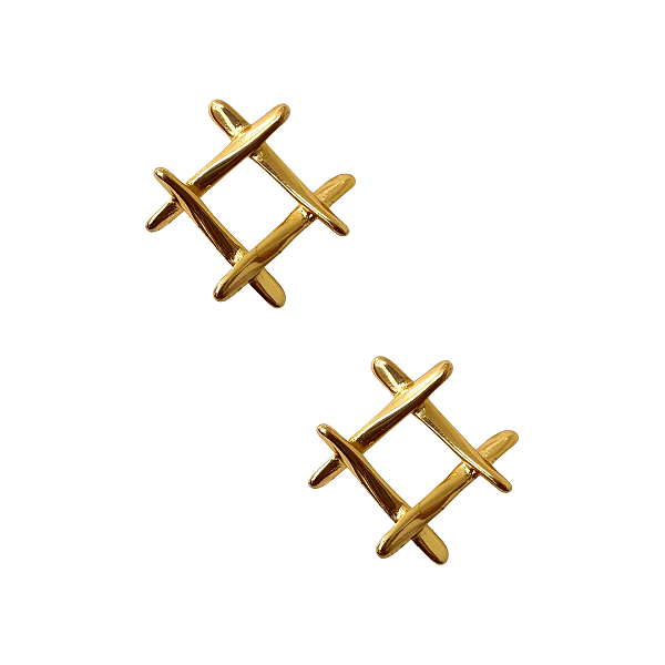 Brinco Médio de Aço Dourado Trama BM2119