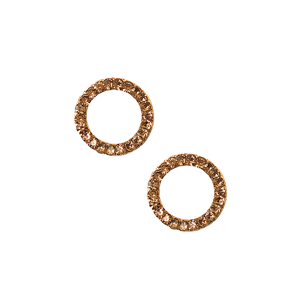 Brinco Pequeno Redondo Vazado com Strass Dourado BF1330