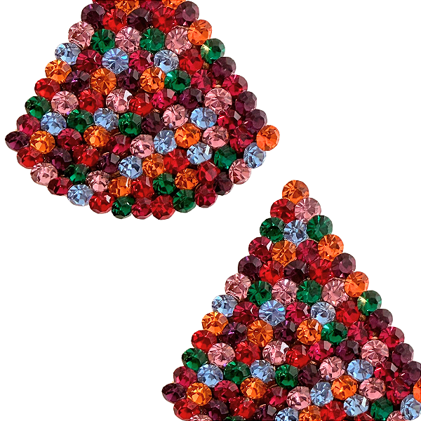 Brinco Grande Triângulo com Strass Colorido