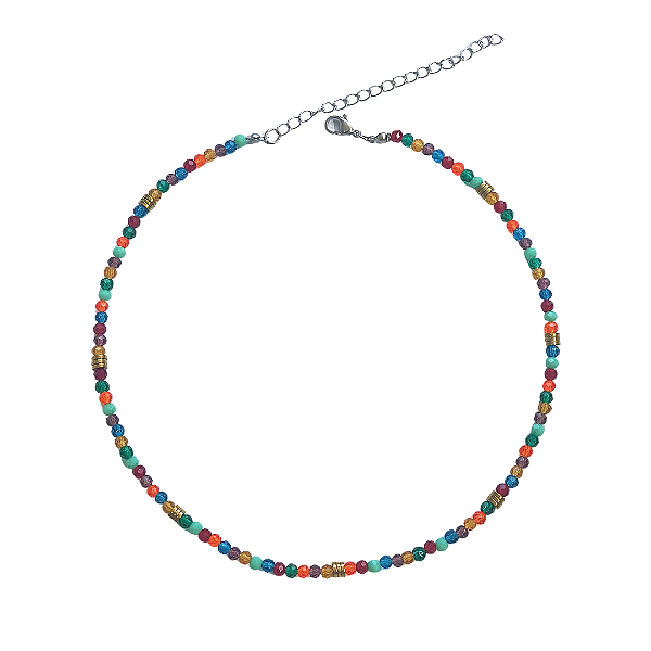 Choker de Cristais Coloridos com Hematita Dourada CL810